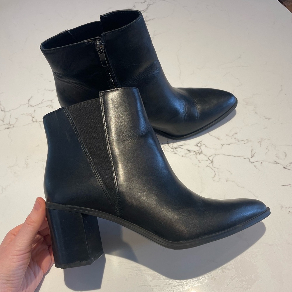 Franco Sarto Black Leather Ankle Booties
